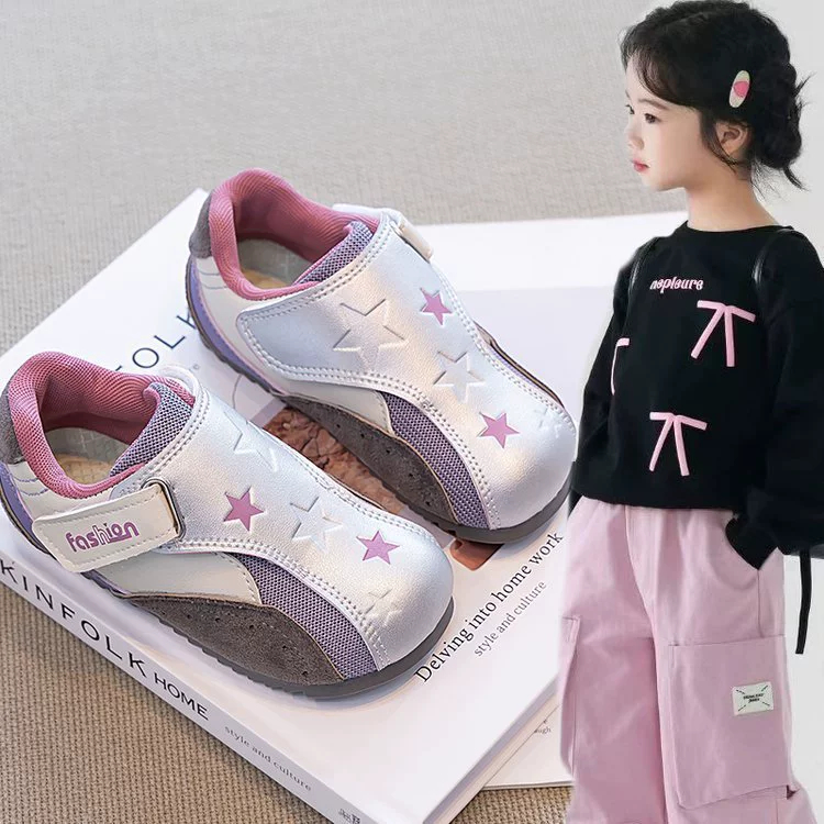 真皮女童鞋子儿童休闲板鞋德训鞋