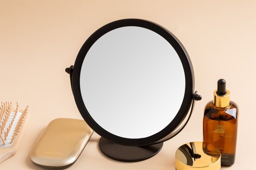 新品铁制化妆镜台式简约梳妆镜学生便携高清随身镜可调节角度