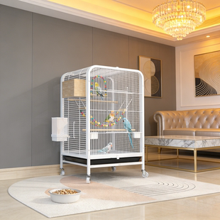 鸟笼鹦鹉笼专用别墅带轮移动虎皮八哥牡丹小太阳鸟笼子家用横丝