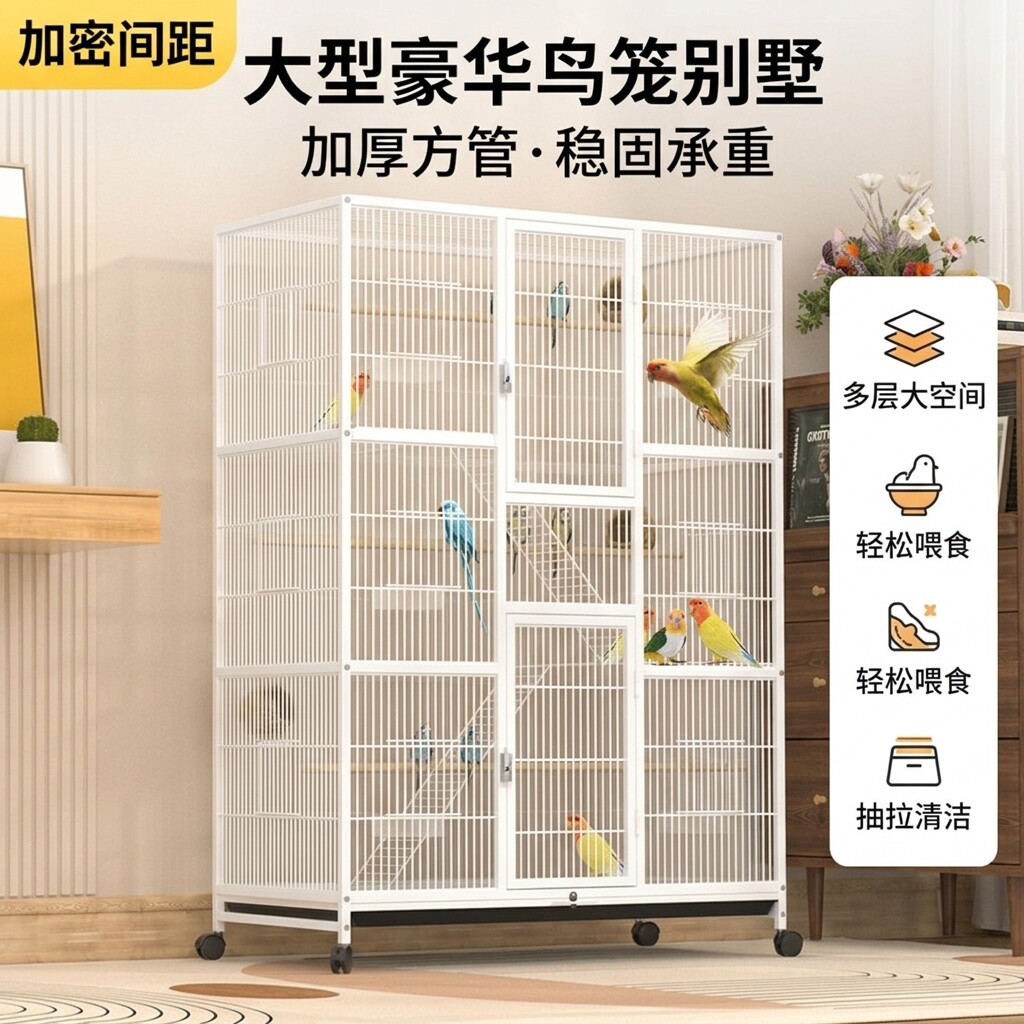 鹦鹉鸟笼繁殖笼大型加密虎皮玄风牡丹八哥松鼠龙猫专用宠物鸟笼子