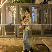 清仓商品不退不换 皮毛一体豹纹仿皮草毛毛棕白斑点外套