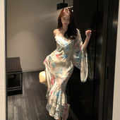 清仓商品不退不换 花城秘境 法式 复古碎花连衣裙套装 名媛气质