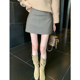 丝滑摩卡 清仓商品不退不换 高腰A字显瘦半身裙带内衬包臀皮裙