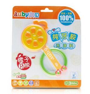 正品澳贝橙子牙胶玩具 婴儿耐高温牙胶宝宝磨牙棒奥贝463140