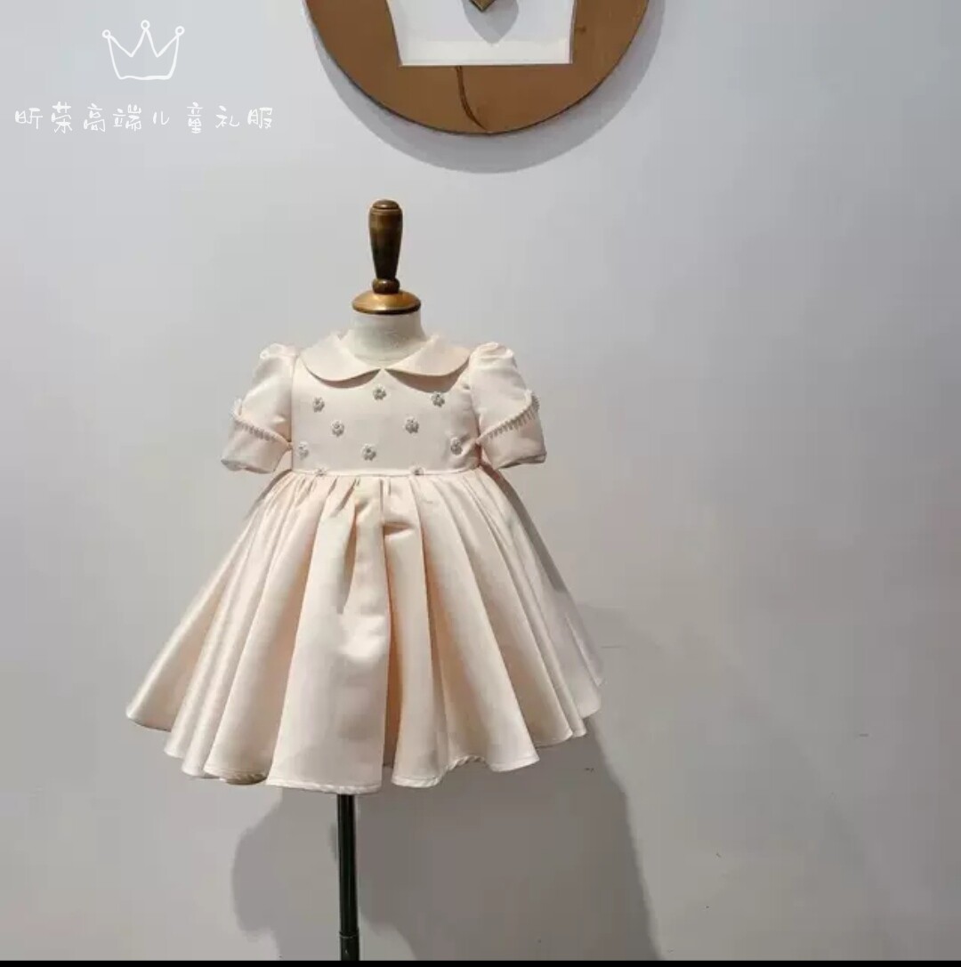 韩版粉色娃娃领小礼服幼童公主裙