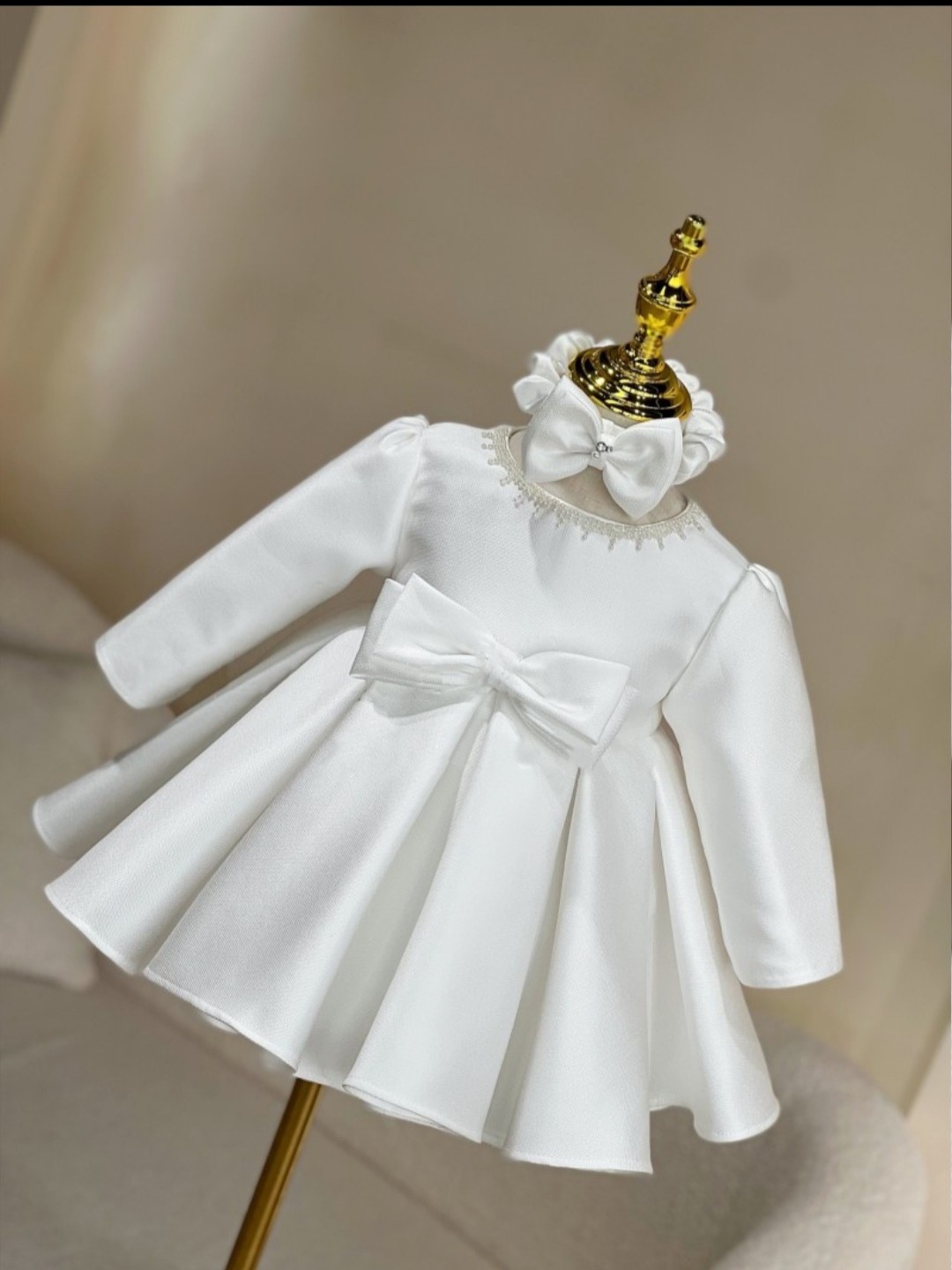 上新韩版进口锻纯手工幼童女童公主裙宝宝百天周岁高端小礼服长袖