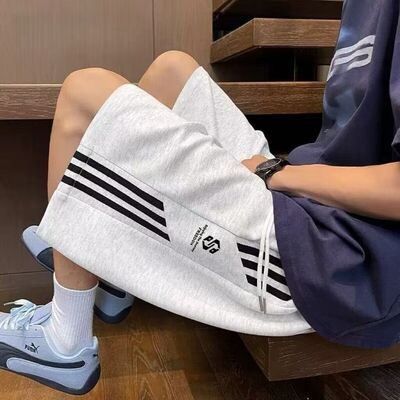 三条杠运动卫裤男款秋冬季重磅美式高街宽松直筒男生裤子休闲长裤