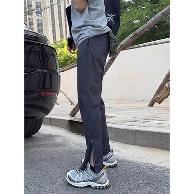 美式侧拉链微喇裤子男夏季薄款冰丝速干工装冲锋裤机能户外登山裤