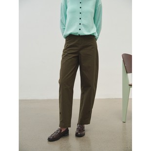 PIERZ/25秋新 两色复古设计感镰刀型弯道纽扣腰带阔腿奶奶裤女