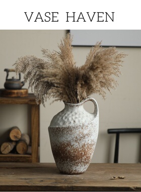 宋代美学景德镇特别好看的侘寂风花瓶复古斑驳酒店民宿氛围感花器