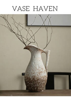 宋代美学超好看侘寂风陶瓷花瓶2026热卖复古斑驳手工花器民宿摆件