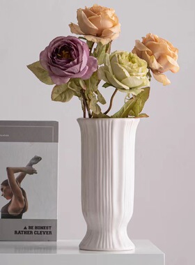 超好看绝美花瓶白色北欧大口适合餐桌摆放特别情绪稳定高级感花盆