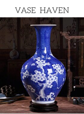 宋代美学特别好看的手绘汾水梅花瓶2026热卖客厅家居博古架装饰品