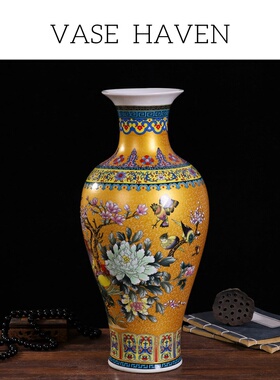 宋代宋式美学特别好看的珐琅彩中式氛围感花瓶家居客厅玄关装饰品