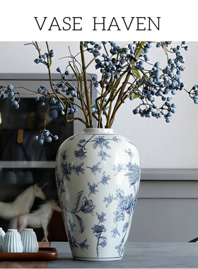 宋代美学特别好看的仿古氛围感花瓶2026热卖客厅玄关复古青花瓷器