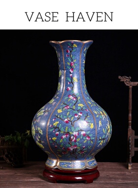 宋代宋式美学超好看荷叶口珐琅彩中式氛围感花瓶家居客厅绝美摆件