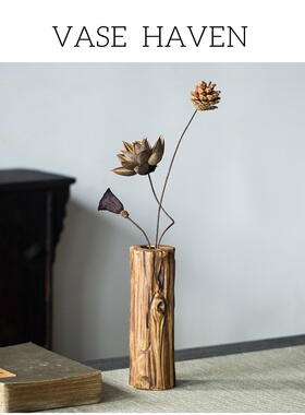 宋代美学超好看景德镇陶瓷仿木纹花瓶2026热卖水培干花书房装饰品