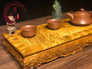 正宗小叶桢楠茶盘小茶几底座四川金丝楠木实木雕刻摆件工艺品收藏