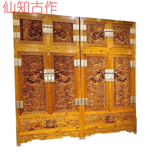 仙知古作正品小叶桢楠满雕衣龙顶箱柜金丝楠木仿古清式手工