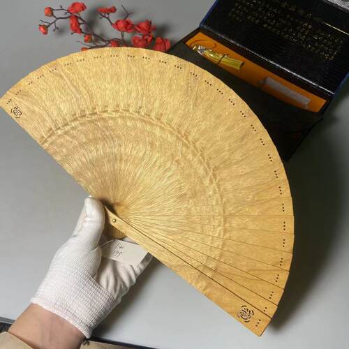 金丝楠木复古扇水波纹中式折扇舞蹈汉服搭配扇子小叶桢楠F41