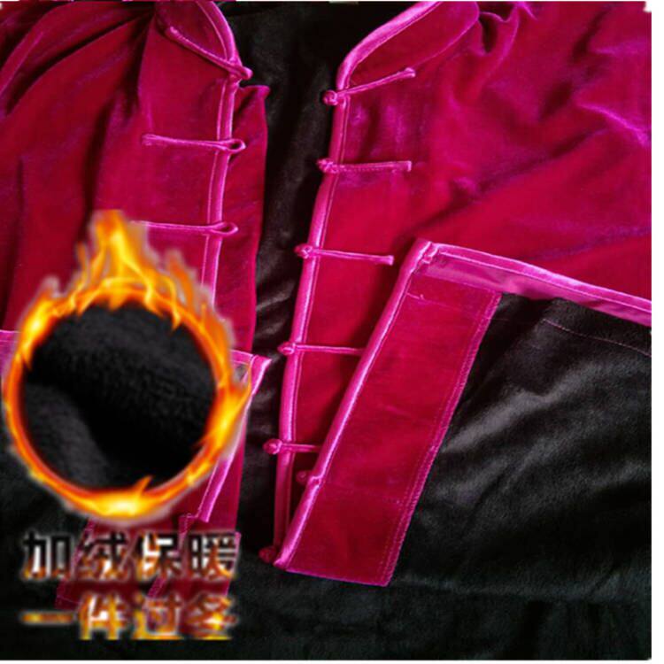 冬季内加绒加厚加绒双层金丝绒太极服女练功服男太极拳武术晨练服