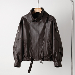 棕色皮衣外套女2025新款美式酷飒风机车宽松超火显瘦加厚皮夹克