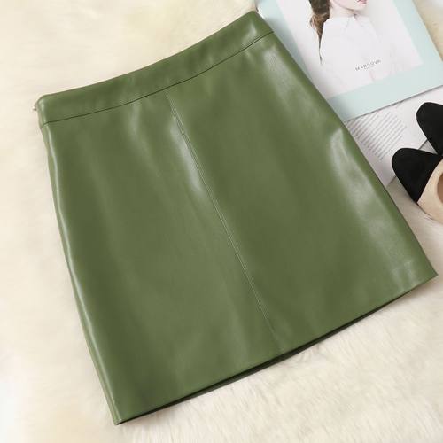 明星同款绵羊皮a字气质小短裙