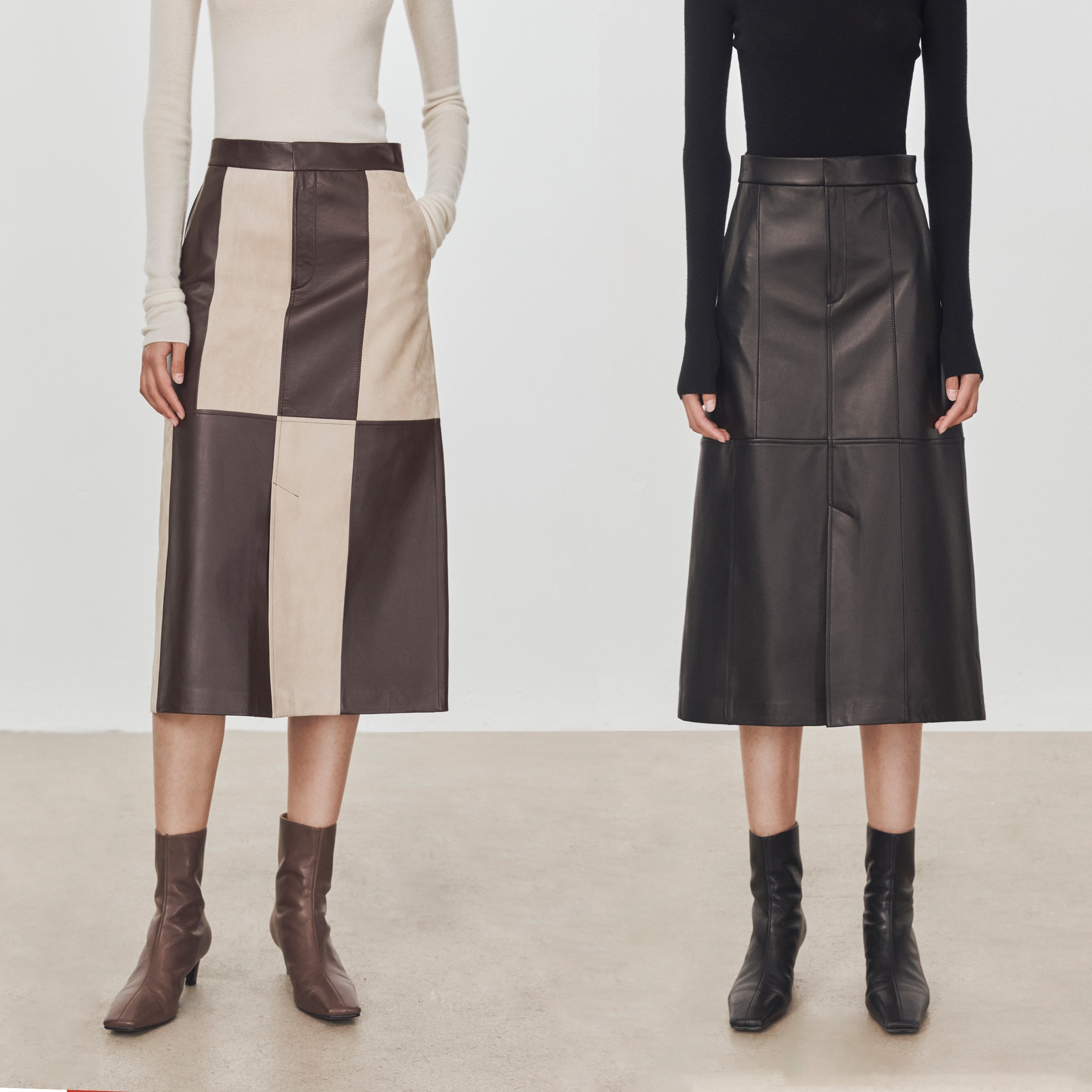 反季特价新款绵羊皮皮裙真皮皮裙半身裙高腰撞色a字裙包臀中长裙,女装/女士精品,半身裙,淘宝优惠券,粉丝福利购,淘宝优惠卷