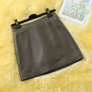 Ins超火明星同款 海宁绵羊皮真皮皮裙女2025秋新A字高腰半身短裙子