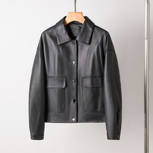 海宁真皮皮衣女短款2025冬季新款进口小羊皮夹克休闲宽松显瘦外套
