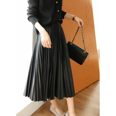 高腰显瘦简约长裙百褶裙