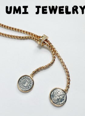 UMI家·轻珠宝/S925银镀k金大力神古币项链复古小众设计复古长款