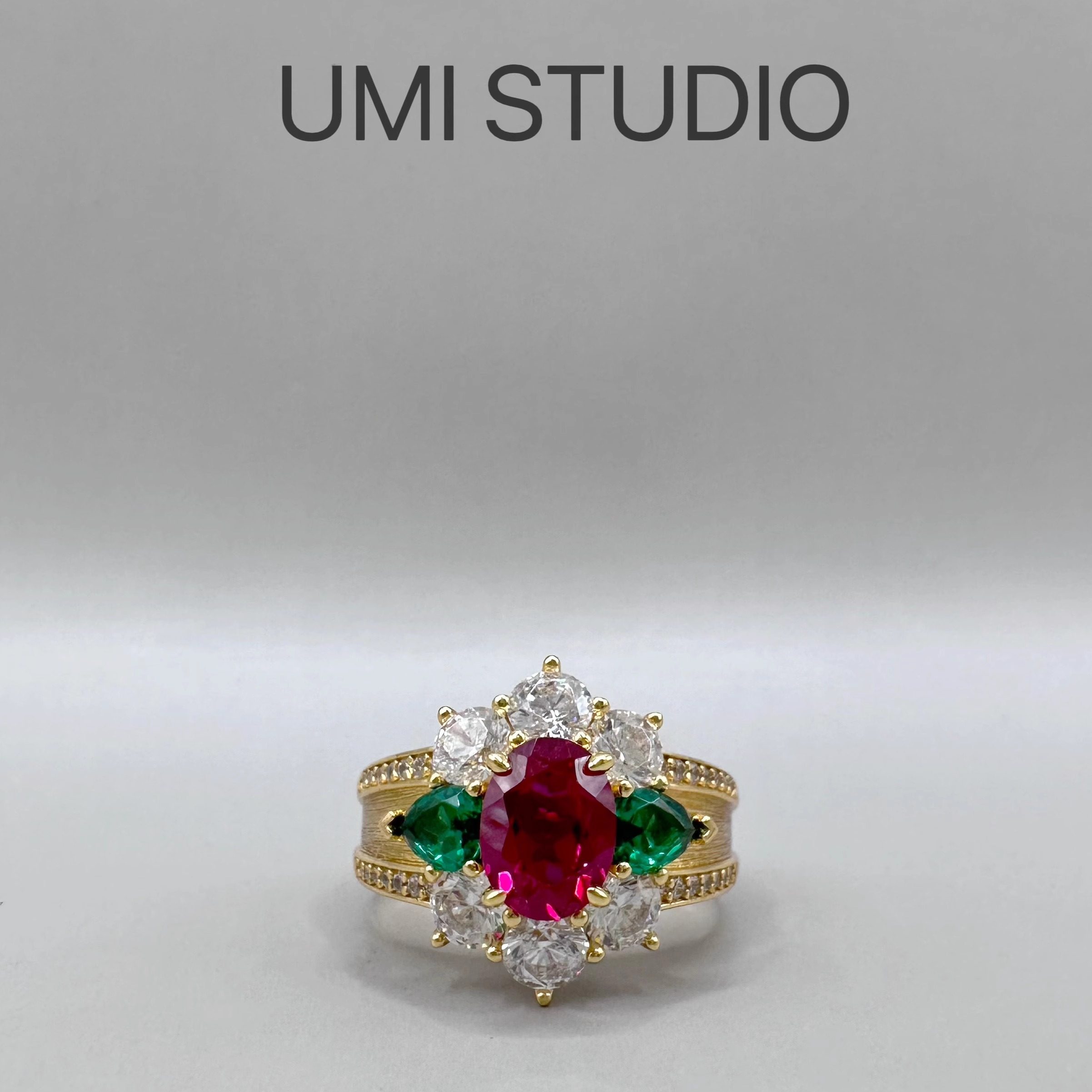 UMI【绿野仙踪】S925镀金拉丝红宝 高碳钻欧美小众轻奢 古银戒指,饰品/流行首饰/时尚饰品新,戒指/指环,淘宝优惠券,粉丝福利购,淘宝优惠卷