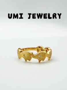 UMI S925银镀k金·意大利拉丝小象戒指小众设计甜美高级感 小象