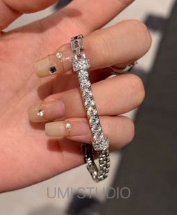 UMI家·轻珠宝vintage工字钻手表银链s925银镀18k金轻奢高级手链