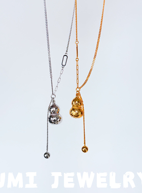 UMI家·轻珠宝/S925银镀k金碎冰冰龙鳞片葫芦流速吊坠项链高级感