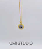 UMI家·轻珠宝 S925银镀k金意大利拉丝紫水晶镶钻双面可佩戴吊坠