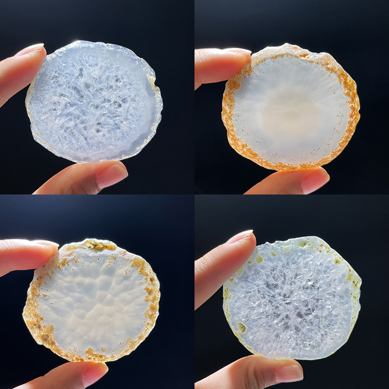 天然原色玛瑙杯垫原石切片婚礼写字玛瑙片一物一图火漆饰品摆件