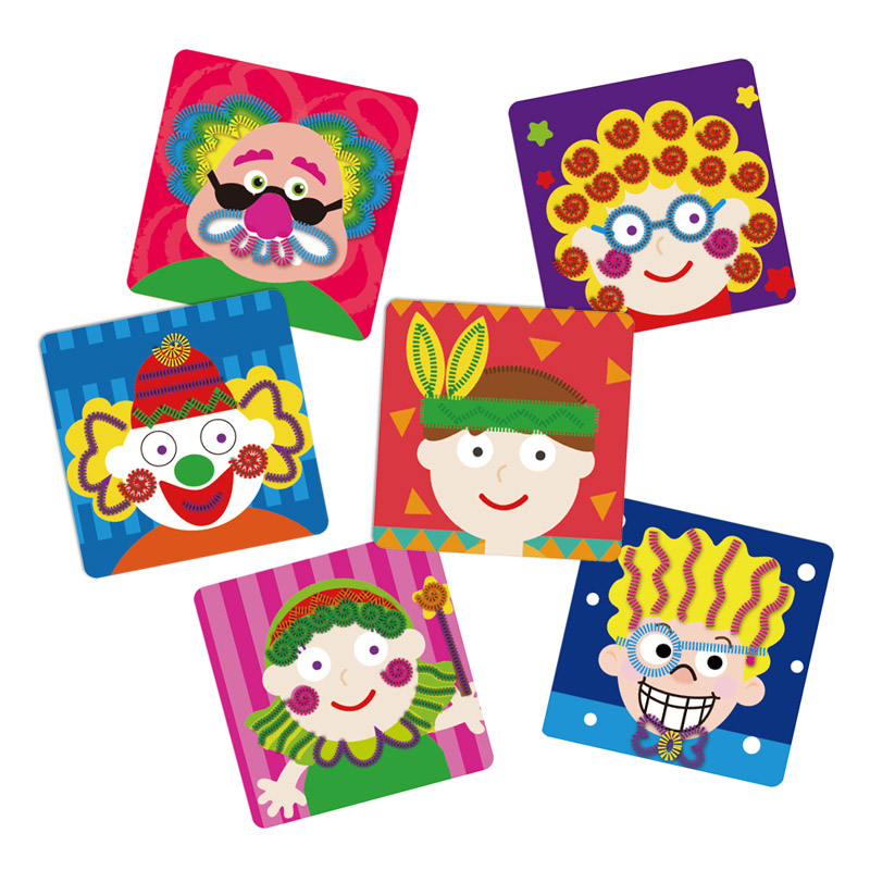 幼儿园儿童创意毛根贴画卡通人物人脸立体绒毛条手工扭扭棒材料包