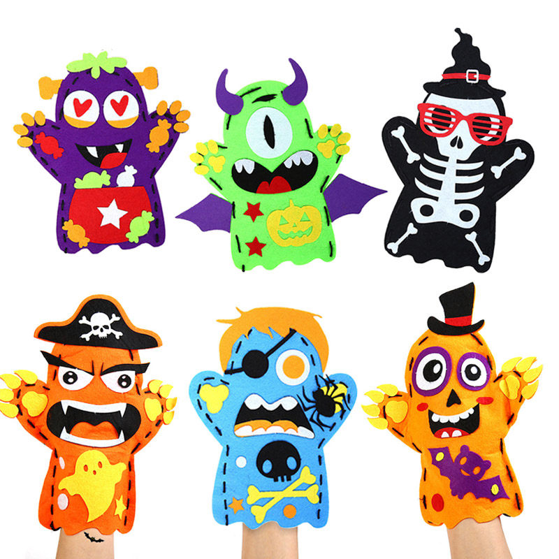 儿童万圣节手工diy手偶玩具材料包 不织布自制编织粘贴创意布玩偶