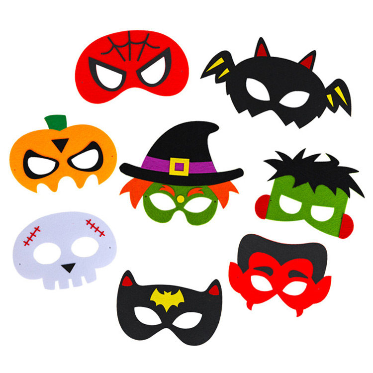 儿童手工diy粘贴万圣节不织布装扮面具 化装舞会搞怪自制南瓜面罩