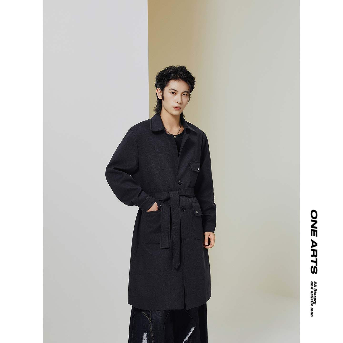 ONEARTS风衣男款2025新款中长款翻领过膝英伦大衣宽松休闲风外套,男装,毛呢大衣,淘宝优惠券,粉丝福利购,淘宝优惠卷