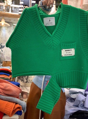 现货韩国东大门进口POLA & ROMO破边无袖背心毛衣针织衫