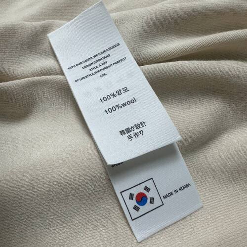 韩国制造全羊毛wool通用洗水唛
