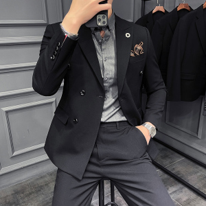 英伦风双排扣西装套装两件套新郎礼服A207-LJT36-P175大码加价图片