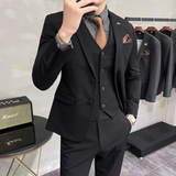西服套装男英伦韩版修身两粒扣西装三件套商务A207-TZ817-P235，男装西服套装，电商A207