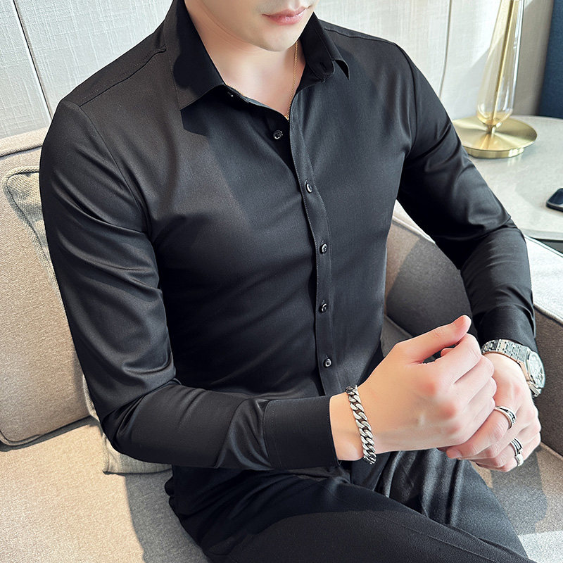 2025春装英伦风衬衫男长袖衬衣韩版修身款A207-CS21-特P30,男装衬衫,电商A207