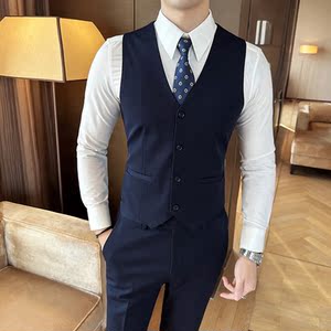 24新款男士纯色休闲弹力单排马甲新郎伴郎服装A207-MJ801-P45图片