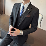 西服套装男三件套条纹休闲商务西服A207-TZ813-P235，男装西服套装，电商A207