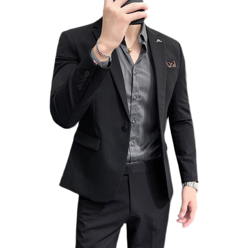 西服套装男英伦韩版修身西装两件套商务A207-LJT816-P190大码加价,男装西服套装,电商A207
